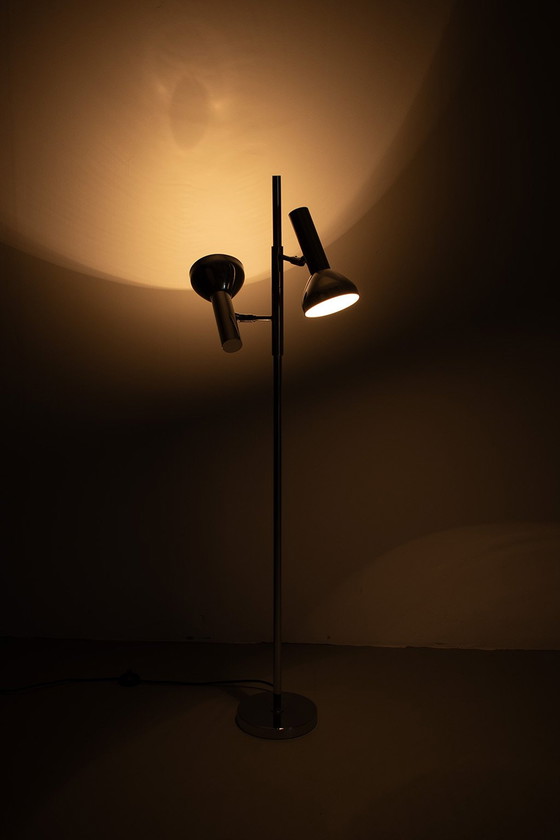 Image 1 of Chrome floor lamp with two spots