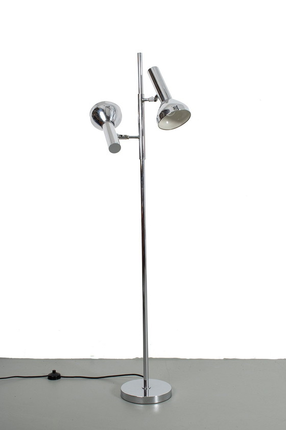 Image 1 of Chrome floor lamp with two spots