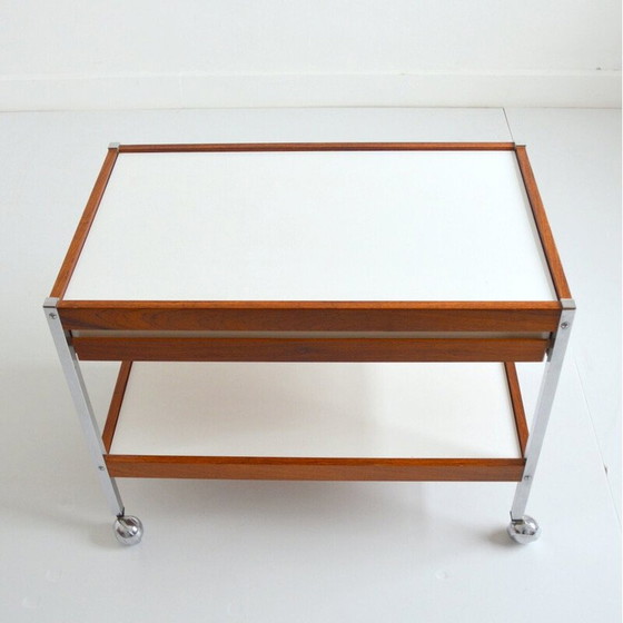 Image 1 of Vintage trolley on casters in rosewood and chrome steel, 1960