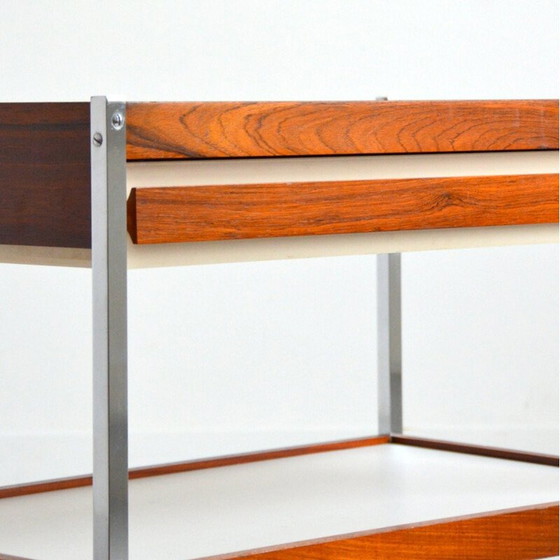 Image 1 of Vintage trolley on casters in rosewood and chrome steel, 1960
