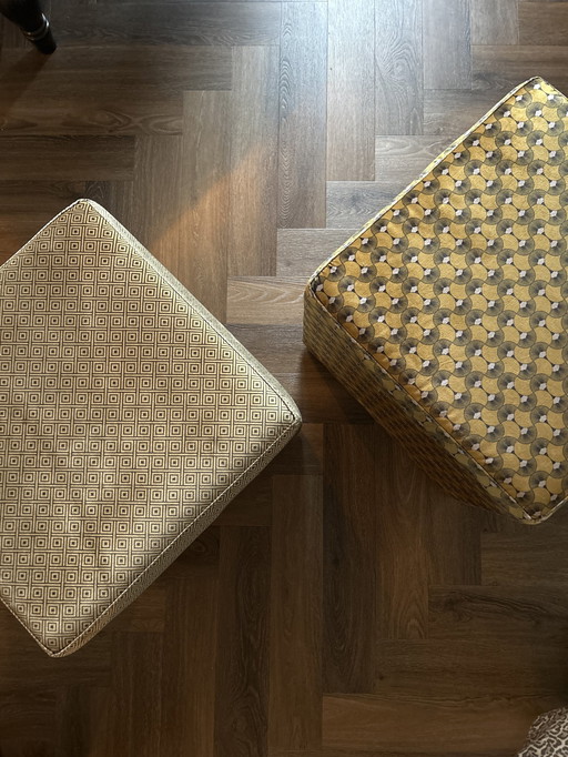 Set Of 2 Stylish Poufs In Art Deco Design - Versatile And Elegant