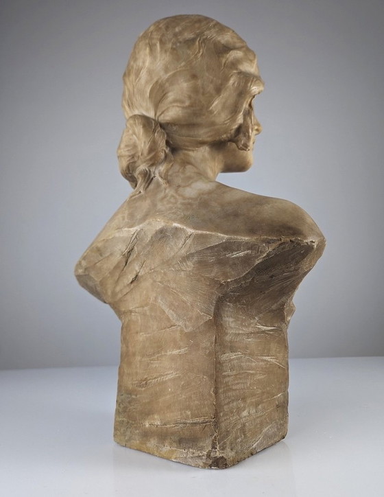 Image 1 of Alabaster Bust 'Giovane Donna' By Antonio Frilli