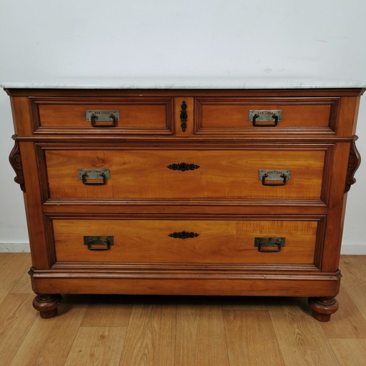 Vintage French Sideboard Dresser Dresser, Chest of Drawers, Bathroom Furniture With Marble Top