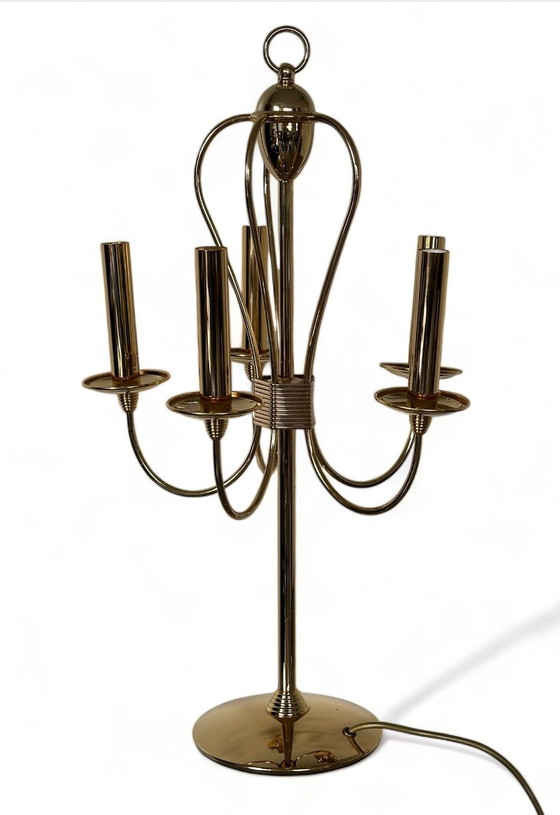 Image 1 of Candlestick Lamp Regency Style Vintage Brass 1960 Table Lamp Italy