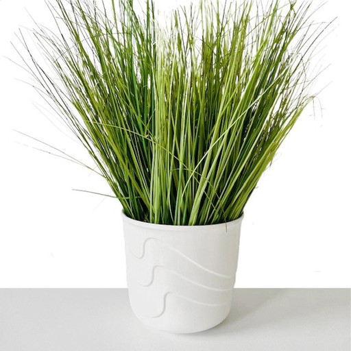 Vintage flower pot white corrugated West Germany 1960's