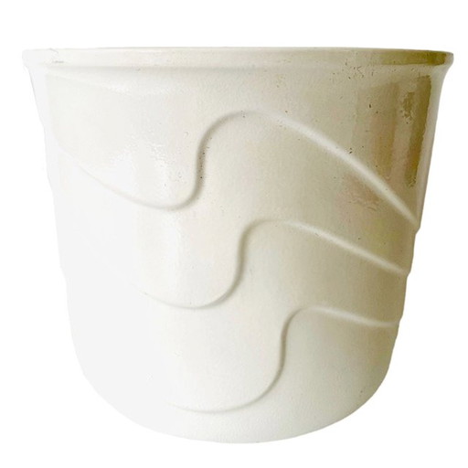 Vintage flower pot white corrugated West Germany 1960's
