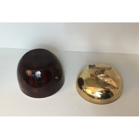 Image 1 of Vintage apple ice bucket, gilded metal and plastic, France 1970