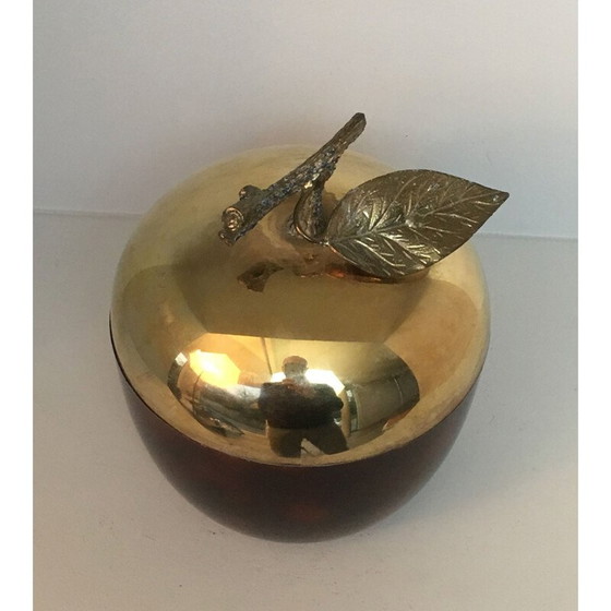 Image 1 of Vintage apple ice bucket, gilded metal and plastic, France 1970