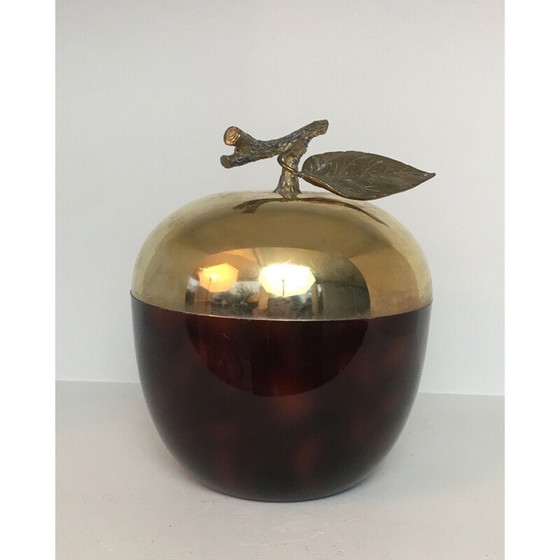 Image 1 of Vintage apple ice bucket, gilded metal and plastic, France 1970