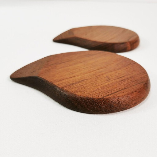 Pair of vintage teak sugar bowls, Denmark 1960