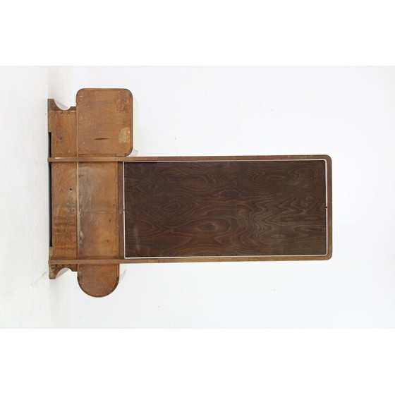 Image 1 of Vintage Art Deco Vanity mirror in walnut and stool, Czechoslovakia 1930s