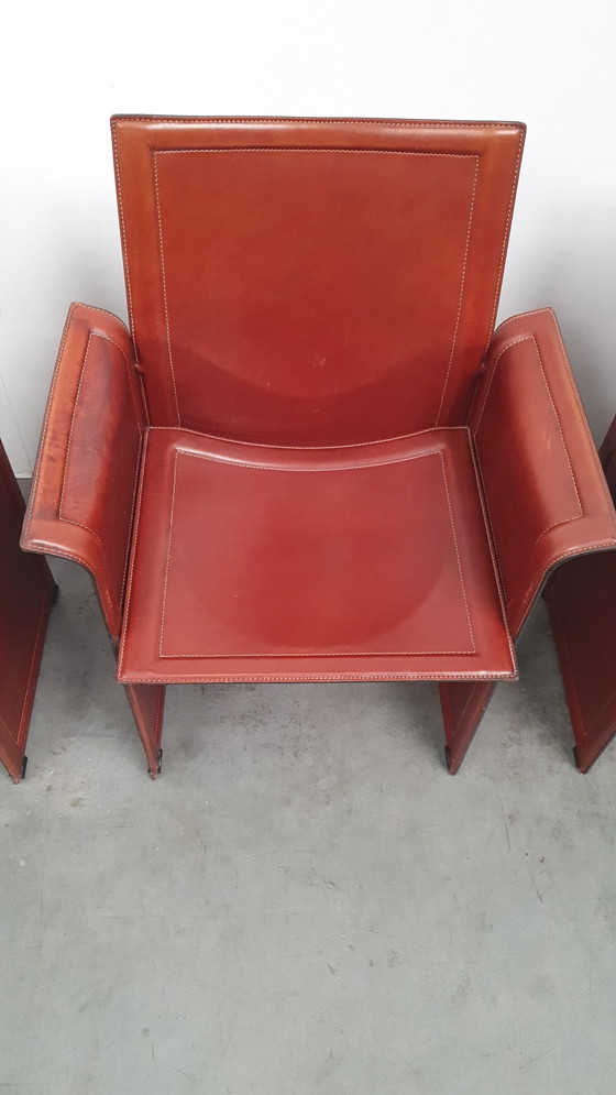 Image 1 of 4x Matteo Grassi Korium cognac saddle leather Tito Agnoli Italy 70s