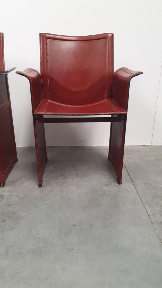 Image 1 of 4x Matteo Grassi Korium cognac saddle leather Tito Agnoli Italy 70s