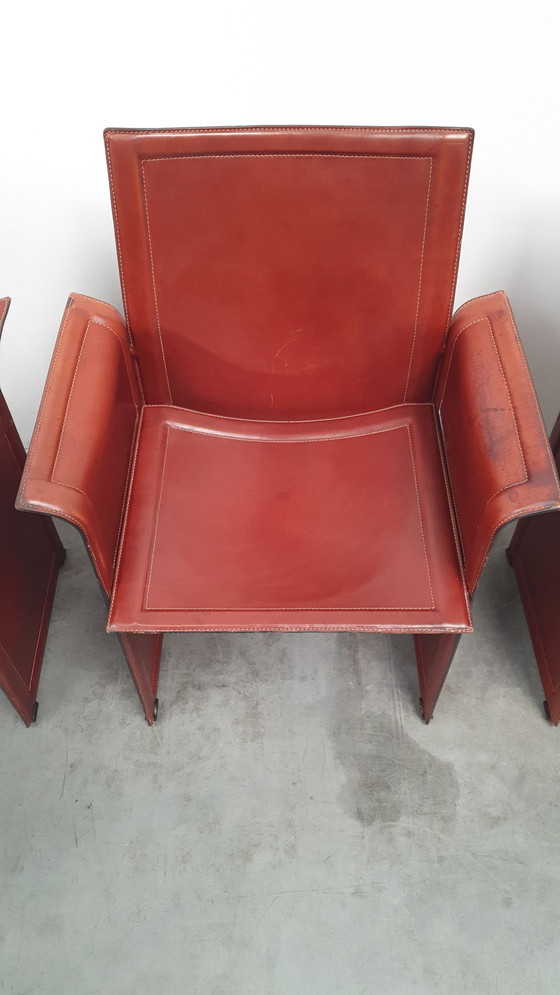 Image 1 of 4x Matteo Grassi Korium cognac saddle leather Tito Agnoli Italy 70s