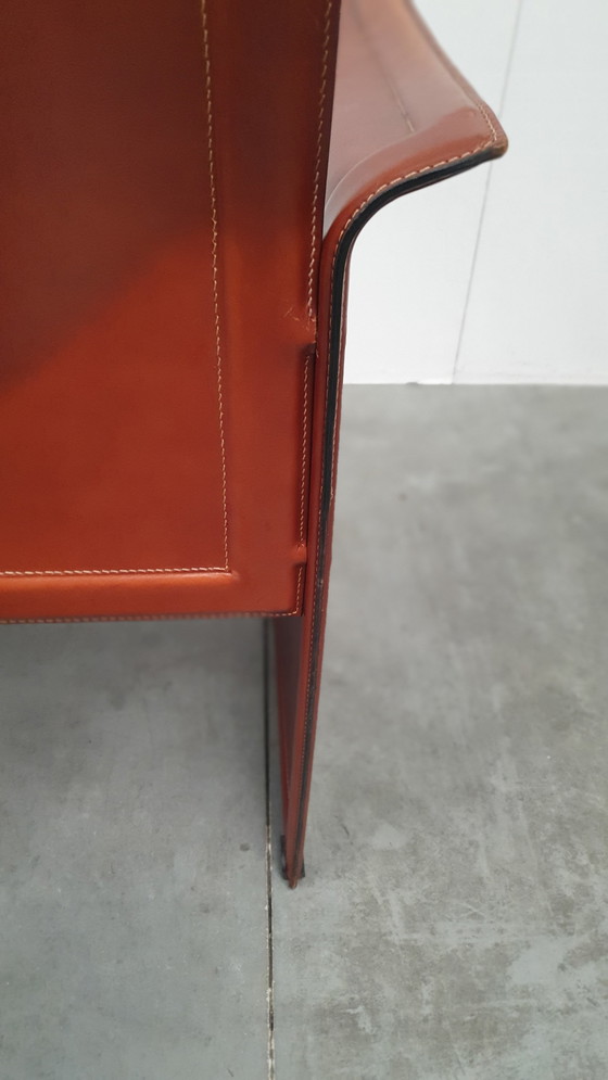 Image 1 of 4x Matteo Grassi Korium cognac saddle leather Tito Agnoli Italy 70s