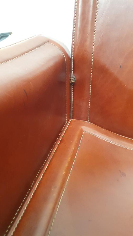 Image 1 of 4x Matteo Grassi Korium cognac saddle leather Tito Agnoli Italy 70s