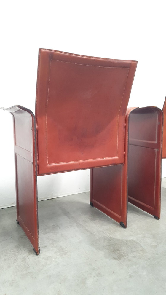 Image 1 of 4x Matteo Grassi Korium cognac saddle leather Tito Agnoli Italy 70s