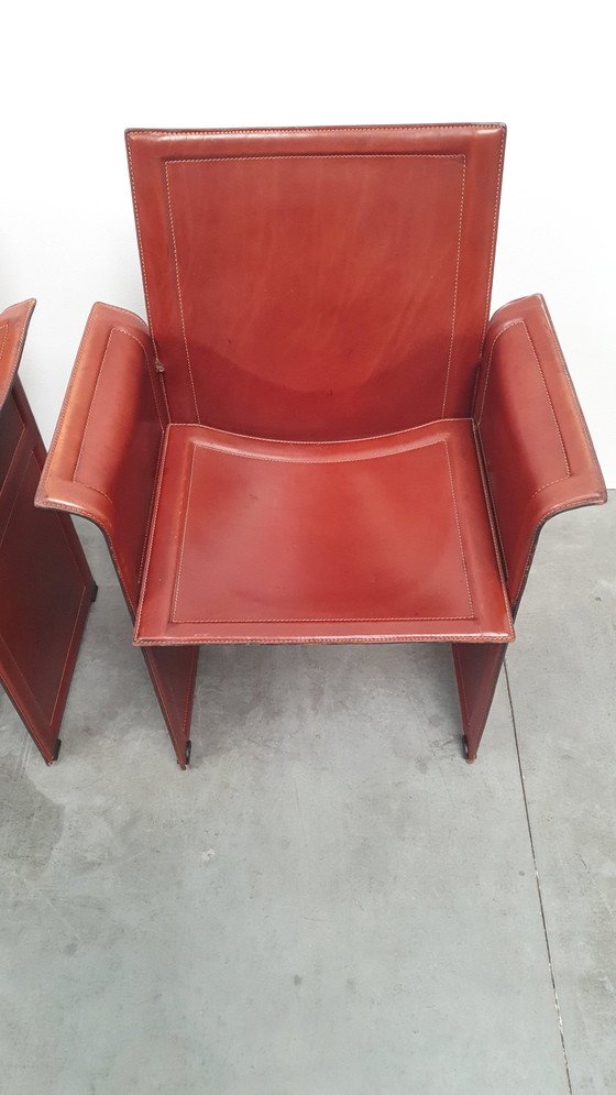 Image 1 of 4x Matteo Grassi Korium cognac saddle leather Tito Agnoli Italy 70s