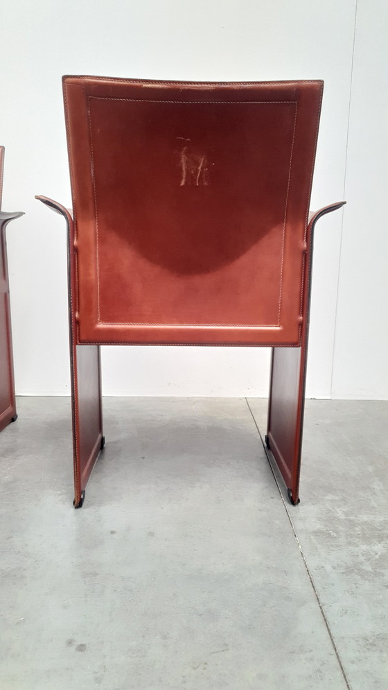 Image 1 of 4x Matteo Grassi Korium cognac saddle leather Tito Agnoli Italy 70s