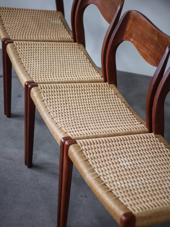 Image 1 of 4x N.O. Møller dining chairs 71 papercord teak