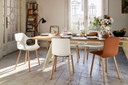 Sedia Vitra Hal Wood in pelle color cognac