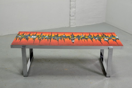 Enamelled coffee table designed by De Nisco, Belgium, 1970s