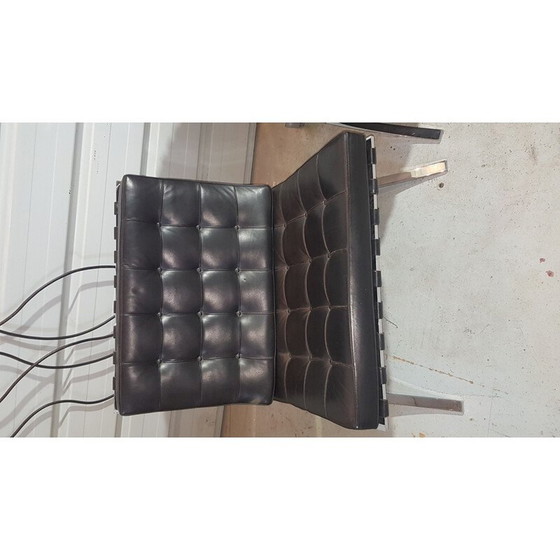 Image 1 of Pair of vintage leather "Barcelona" armchairs by Mies Van Der Rohe for knoll, 1970