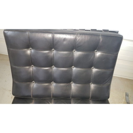 Image 1 of Pair of vintage leather "Barcelona" armchairs by Mies Van Der Rohe for knoll, 1970
