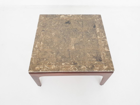 Image 1 of Mid-Century Fossil Stone Coffee Table