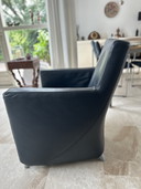 2x Leolux Dolcinea cuir Walibi bleu ardoise