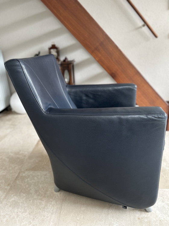 Image 1 of 2x Leolux Dolcinea leather Walibi slate blue