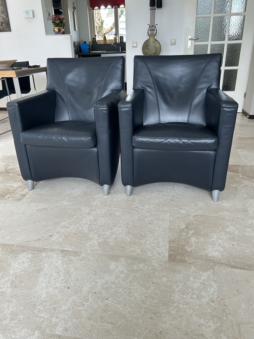 2x Leolux Dolcinea leather Walibi slate blue