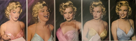 Image 1 of Marilyn Monroe "Five Times Marilyn, 1987". Signed In Plate. With Coa. Phil Stern. Lithographic Color Photo, High Quality.