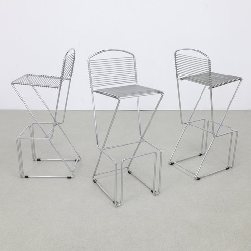 3X Postmodern Barstool Chrome, 1980S