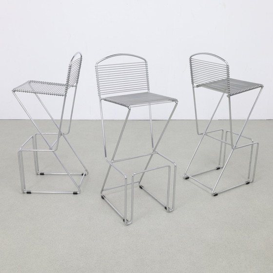 Image 1 of 3X Postmodern Barstool Chrome, 1980S