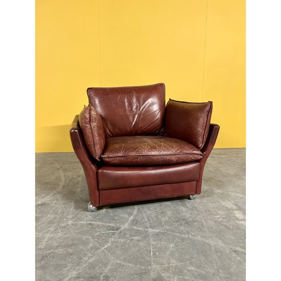 Image 1 of Danish vintage red leather armchair by Svend Skipper, 1970s