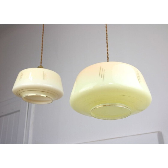 Image 1 of Pair of vintage glass and brass hangers