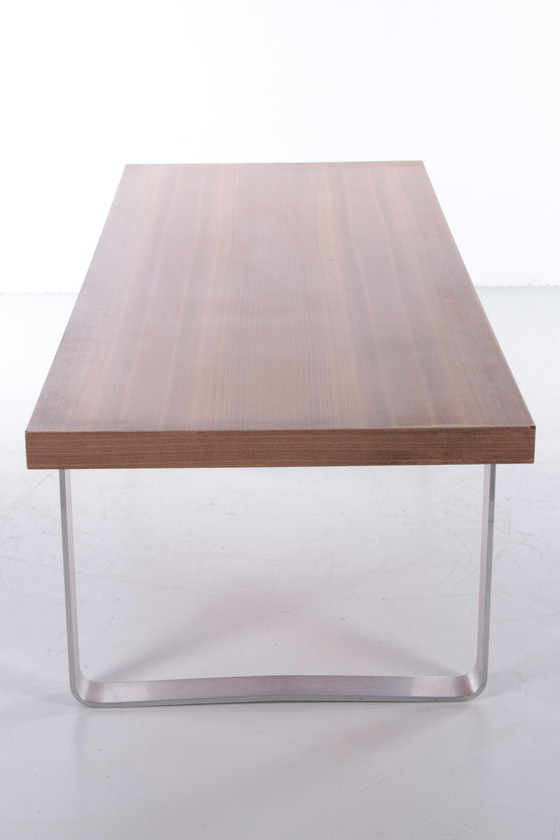Image 1 of Retro Vintage Sleek Coffee Table wood and chrome from the 1970s