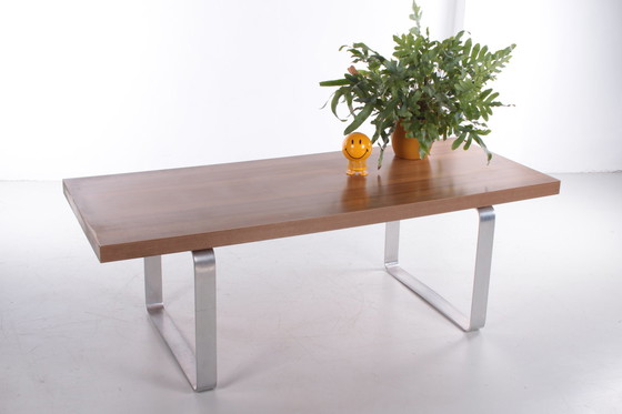 Image 1 of Retro Vintage Sleek Coffee Table wood and chrome from the 1970s