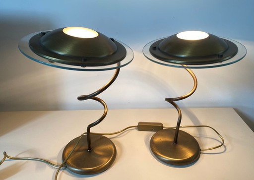 2 Steinhauser brass table lamps