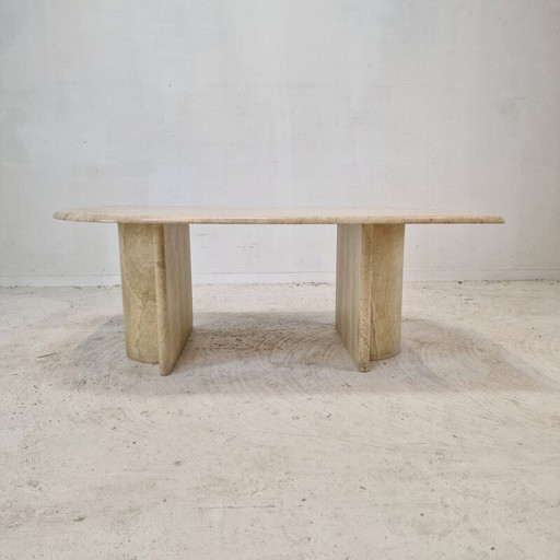 Vintage travertine coffee table, Italy 1980