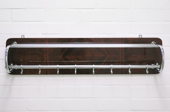 Image 1 of porte-manteau mural vintage chrome & bois