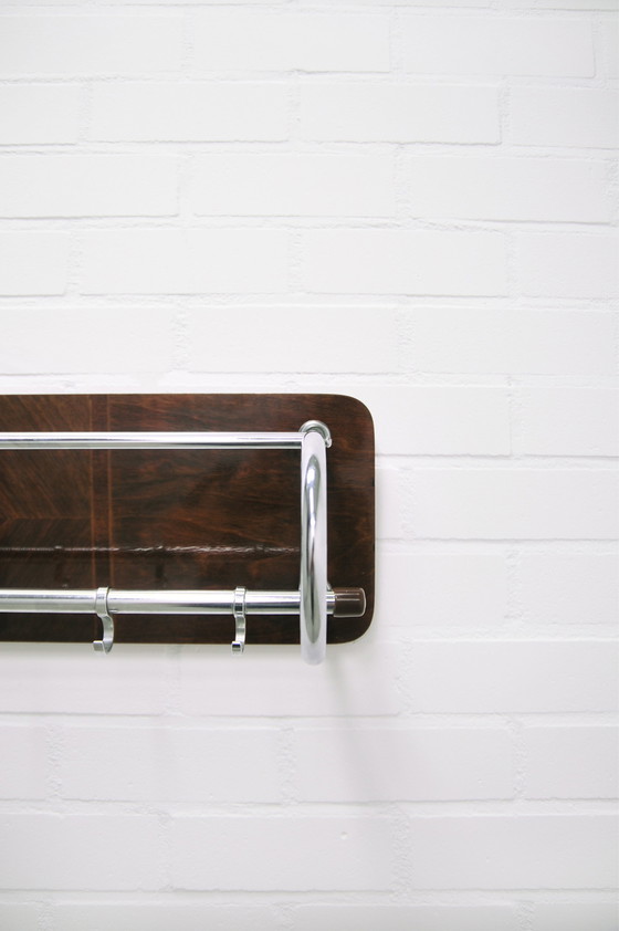 Image 1 of porte-manteau mural vintage chrome & bois