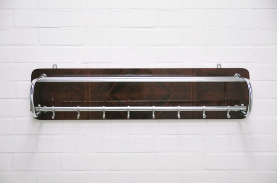 Image 1 of porte-manteau mural vintage chrome & bois