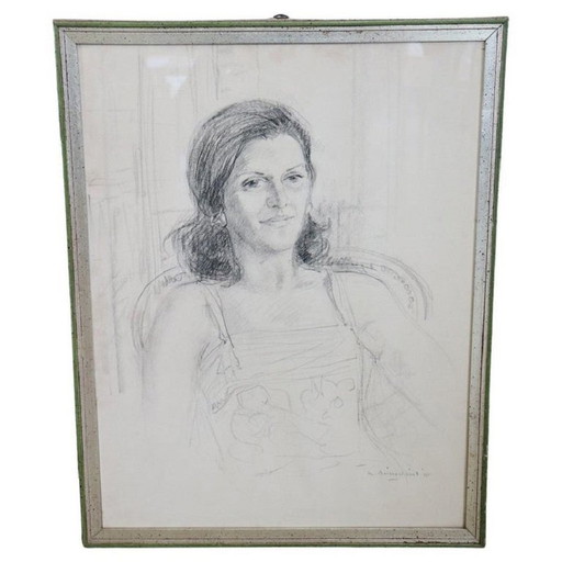 Pencil On Paper Portrait Signed W. Boissevain And Dated '75