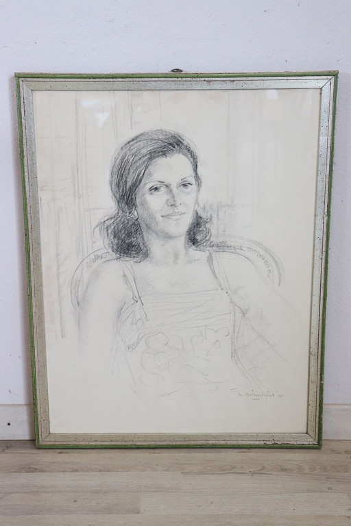 Pencil On Paper Portrait Signed W. Boissevain And Dated '75