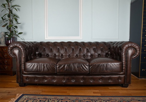 Chesterfield Leather Sofa - Brown