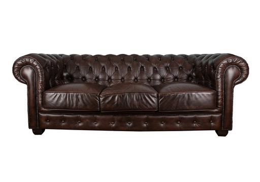 Chesterfield Leather Sofa - Brown