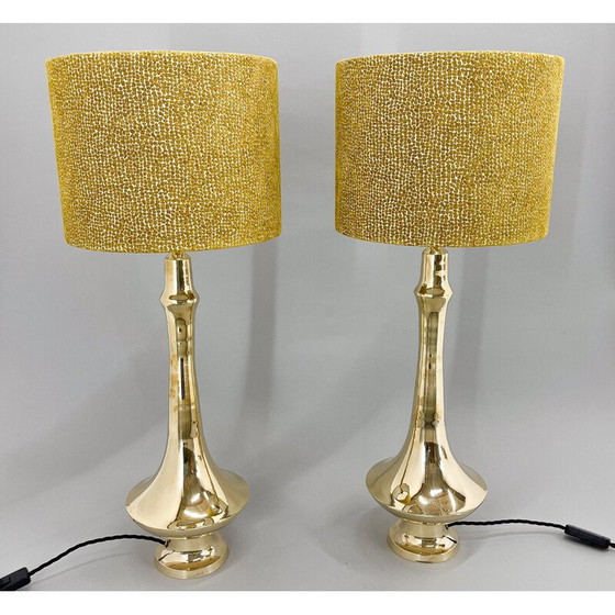 Image 1 of Coppia di lampade da tavolo vintage in ottone, 1950