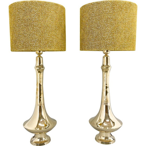 Image 1 of Coppia di lampade da tavolo vintage in ottone, 1950